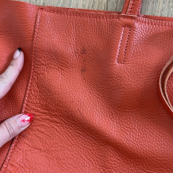 Borse in Pelle Orange Leather Tote Bag - Picture 4 of 14